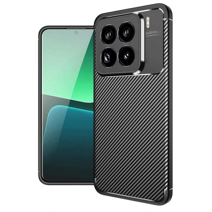 HarmonyAura  Xiaomi Mi 15 Pro Kılıf Auto Focus Karbon Kapak - Siyah