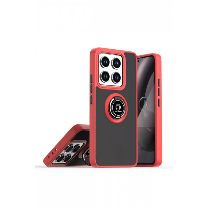 HarmonyAura Xiaomi Mi 15 Pro Kılıf Montreal Yüzüklü Silikon Kapak - Kırmızı