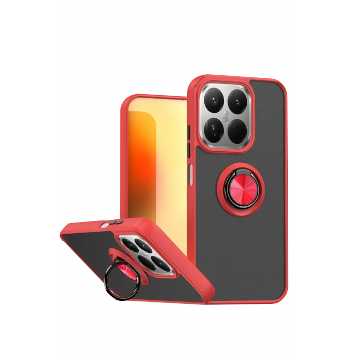 HarmonyAura Xiaomi Mi 15T Montreal Yüzüklü Silikon Kapak - Kırmızı