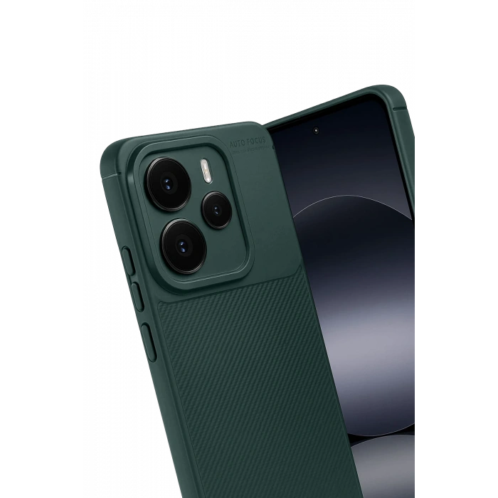 HarmonyAura Xiaomi Note 14 5G Auto Focus Karbon Kapak - Koyu Yeşil