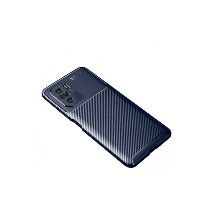 HarmonyAura  Xiaomi Poco F3 Kılıf Auto Focus Karbon Kapak - Lacivert