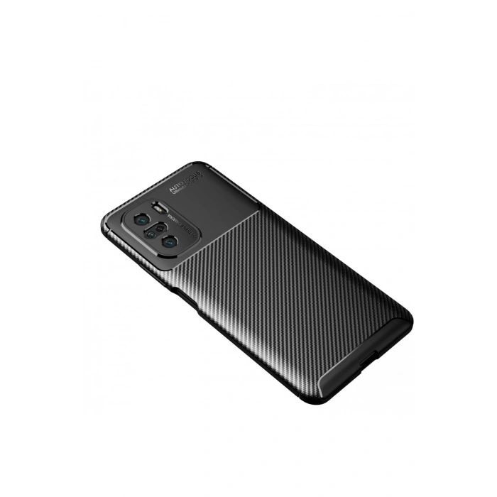 HarmonyAura  Xiaomi Poco F3 Kılıf Auto Focus Karbon Kapak - Siyah