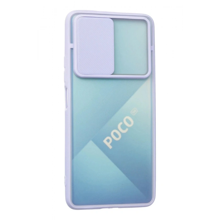 HarmonyAura  Xiaomi Poco F3 Kılıf Palm Buzlu Kamera Sürgülü Silikon - Lila