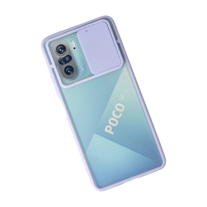 HarmonyAura  Xiaomi Poco F3 Kılıf Palm Buzlu Kamera Sürgülü Silikon - Lila