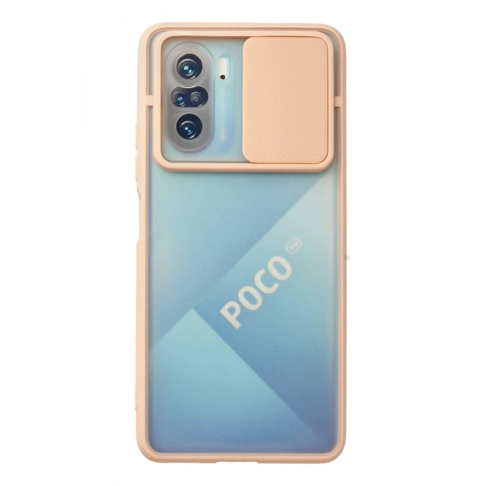 HarmonyAura  Xiaomi Poco F3 Kılıf Palm Buzlu Kamera Sürgülü Silikon - Pembe