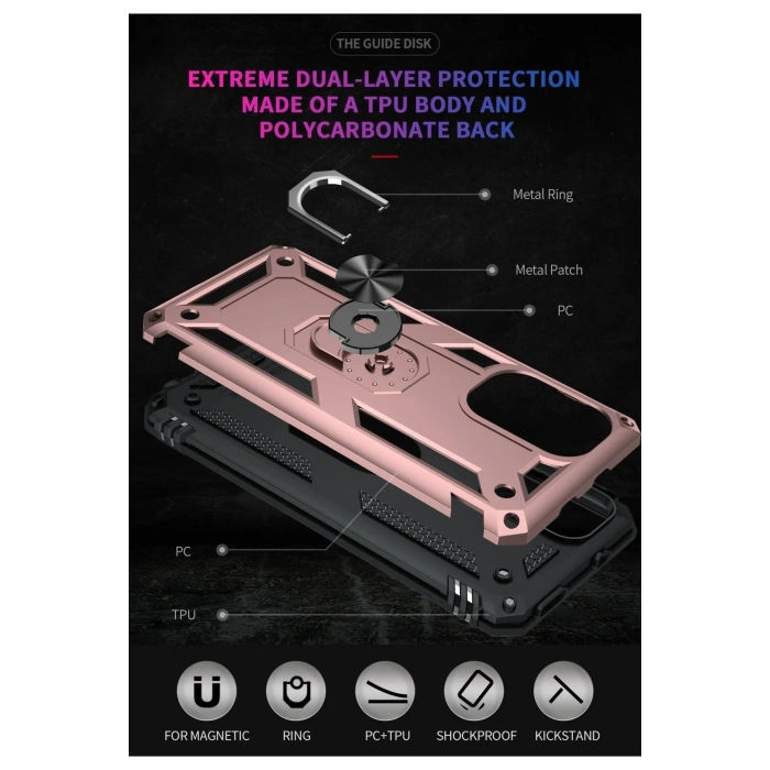 HarmonyAura  Xiaomi Poco F3 Kılıf Sofya Yüzüklü Silikon Kapak - Rose