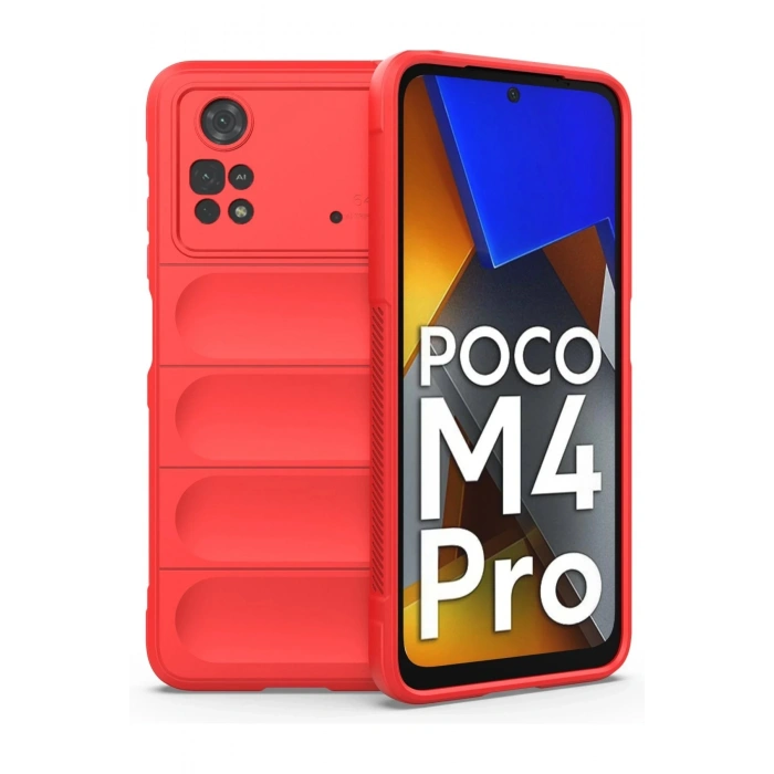 HarmonyAura  Xiaomi Poco M4 Pro 4g Kılıf Optimum Silikon - Kırmızı