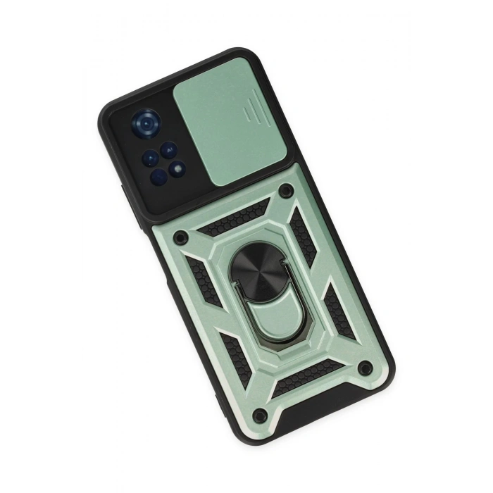 HarmonyAura  Xiaomi Poco M4 Pro 4g Kılıf Pars Lens Yüzüklü Silikon - Yeşil