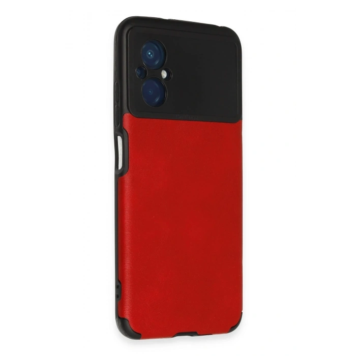 HarmonyAura  Xiaomi Poco M5 Kılıf Loop Deri Silikon - Kırmızı