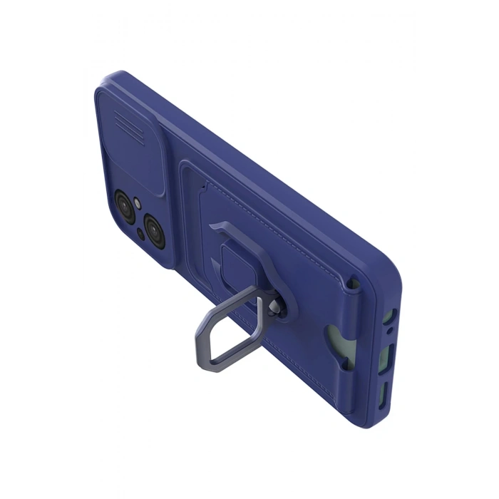 HarmonyAura  Xiaomi Poco M5 Kılıf Zuma Kartvizitli Yüzüklü Silikon - Lacivert