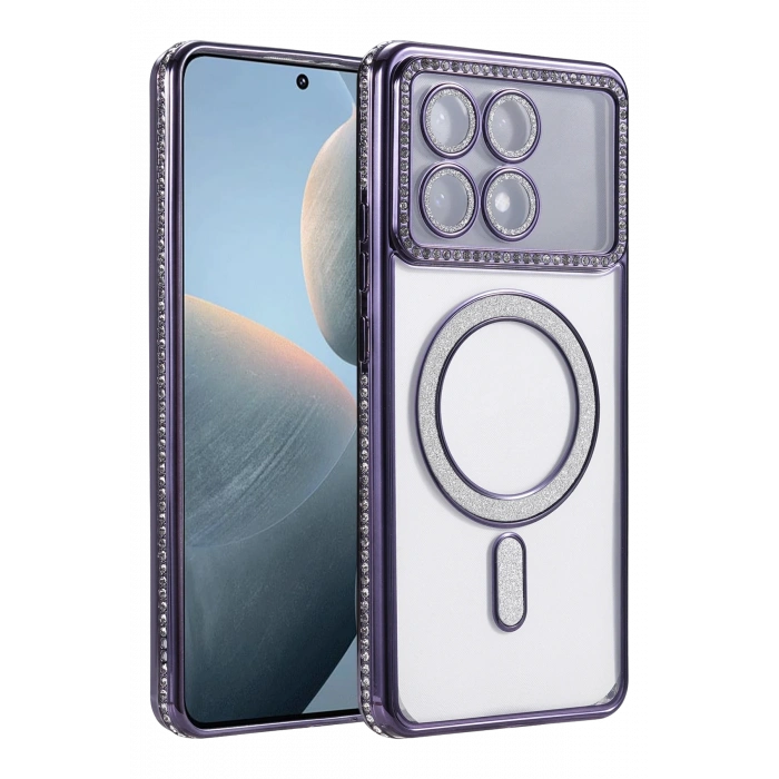 HarmonyAura Xiaomi Poco X6 Pro Joke Simli Magneticsafe Kılıf - Derin Mor