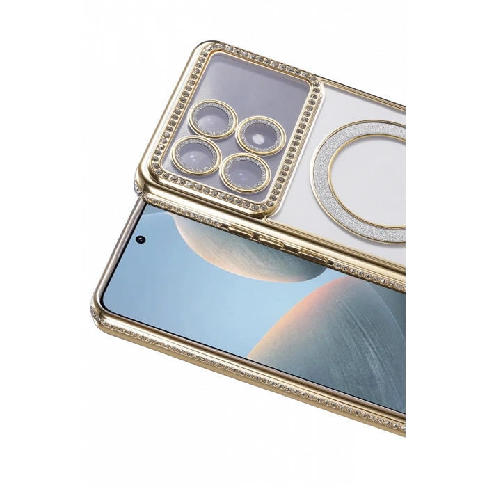 HarmonyAura Xiaomi Poco X6 Pro Joke Simli Magneticsafe Kılıf - Gold