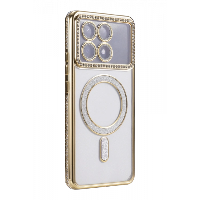 HarmonyAura Xiaomi Poco X6 Pro Joke Simli Magneticsafe Kılıf - Gold