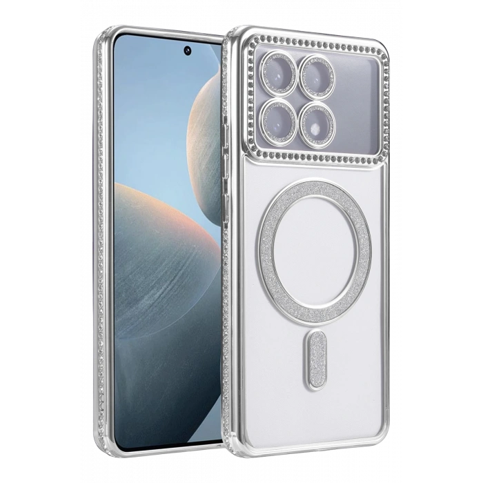 HarmonyAura Xiaomi Poco X6 Pro Joke Simli Magneticsafe Kılıf - Gümüş