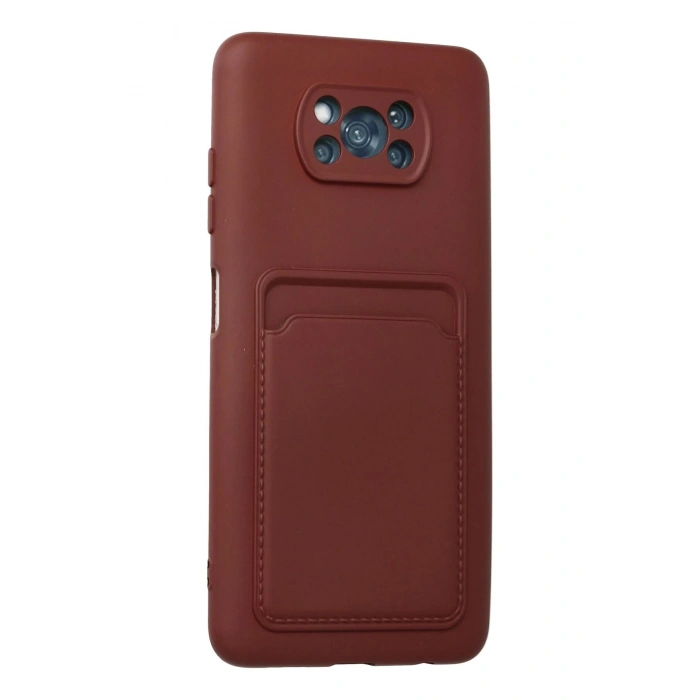 HarmonyAura  Xiaomi Pocophone X3 Kılıf Kelvin Kartvizitli Silikon - Bordo