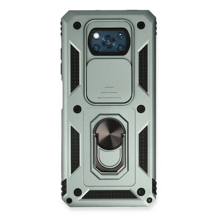 HarmonyAura  Xiaomi Pocophone X3 Kılıf Pars Lens Yüzüklü Silikon - Yeşil