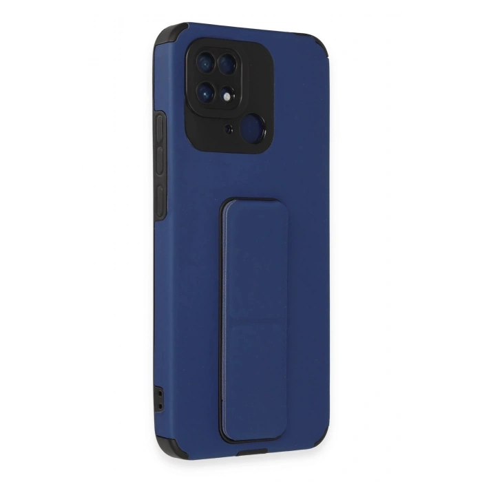 HarmonyAura  Xiaomi Redmi 10c Kılıf Mega Standlı Silikon - Mavi