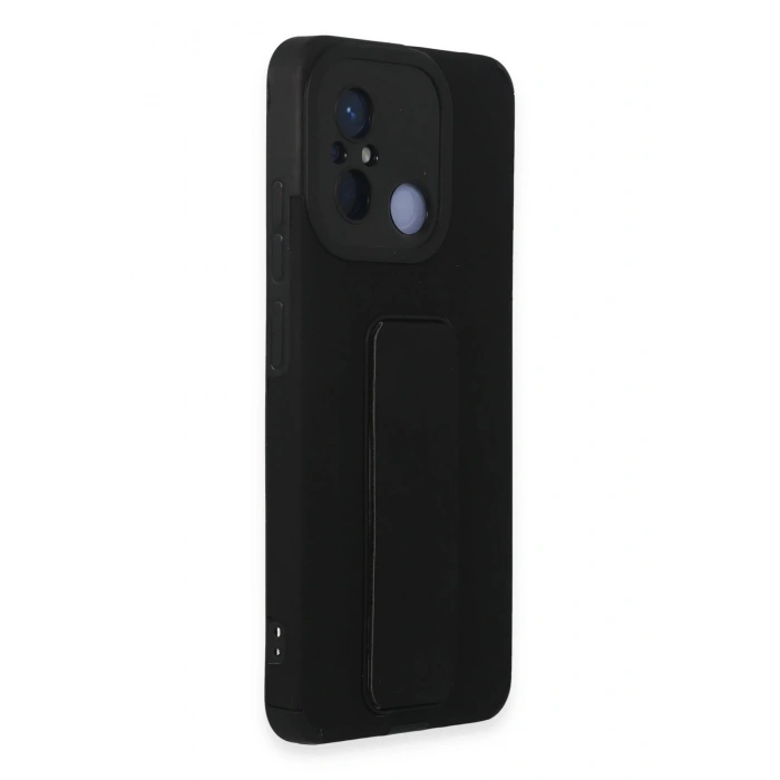 HarmonyAura  Xiaomi Redmi 12c Kılıf Mega Standlı Silikon - Siyah