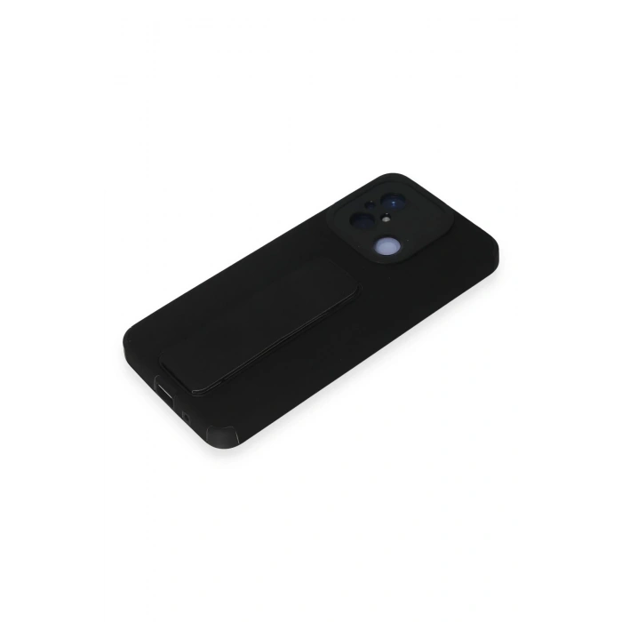 HarmonyAura  Xiaomi Redmi 12c Kılıf Mega Standlı Silikon - Siyah