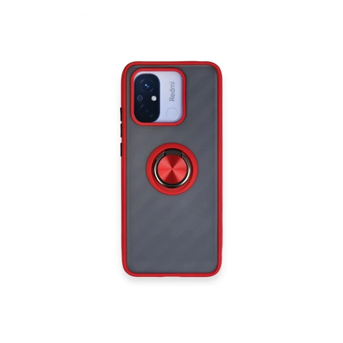 HarmonyAura  Xiaomi Redmi 12c Kılıf Montreal Yüzüklü Silikon Kapak - Kırmızı