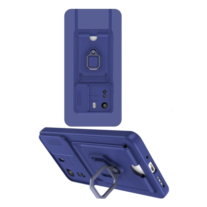 HarmonyAura  Xiaomi Redmi 13c Kılıf Zuma Kartvizitli Yüzüklü Silikon - Lacivert