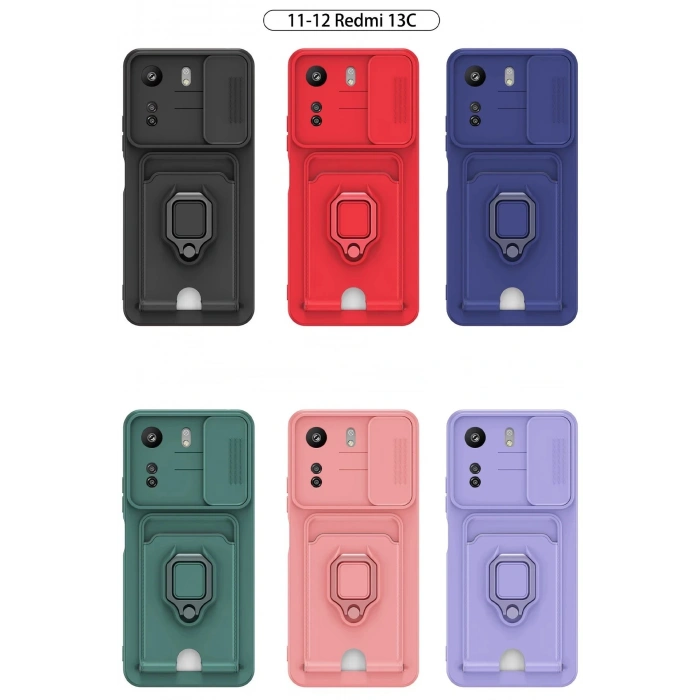 HarmonyAura  Xiaomi Redmi 13c Kılıf Zuma Kartvizitli Yüzüklü Silikon - Siyah