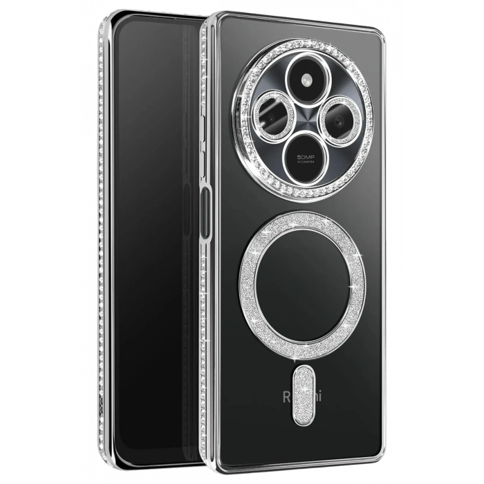 HarmonyAura Xiaomi Redmi 14C Joke Simli Magneticsafe Kılıf - Gümüş