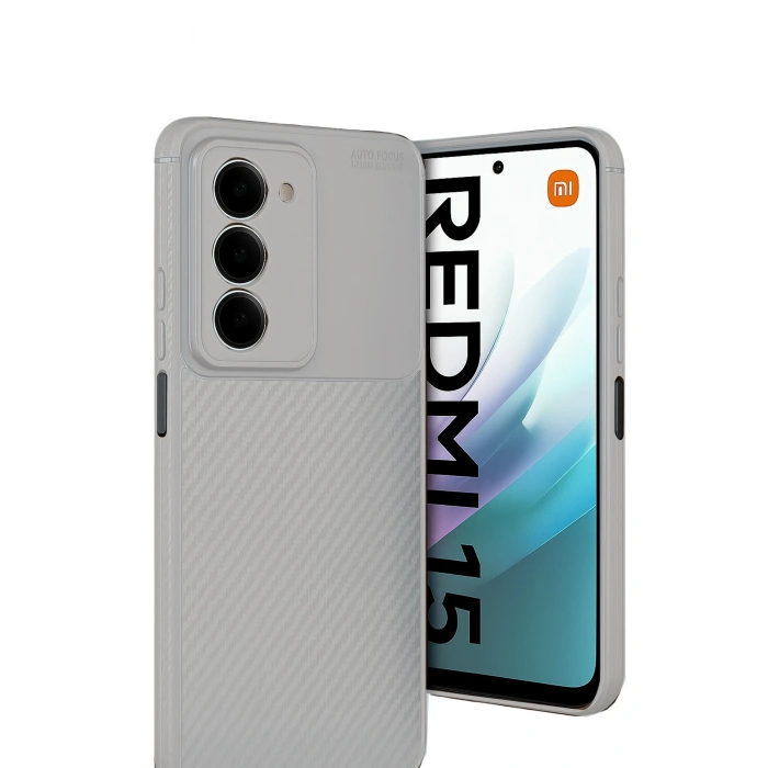 HarmonyAura Xiaomi Redmi 15 4G Auto Focus Karbon Kapak - Gri