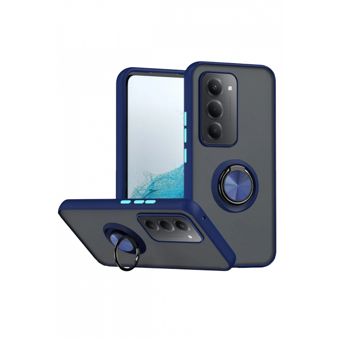 HarmonyAura Xiaomi Redmi 15 4G Montreal Yüzüklü Silikon Kapak - Lacivert