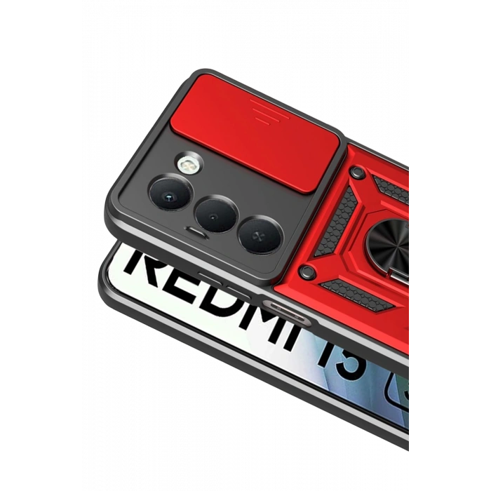 HarmonyAura Xiaomi Redmi 15 4G Pars Lens Yüzüklü Silikon - Kırmızı