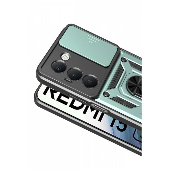 HarmonyAura Xiaomi Redmi 15 4G Pars Lens Yüzüklü Silikon - Yeşil