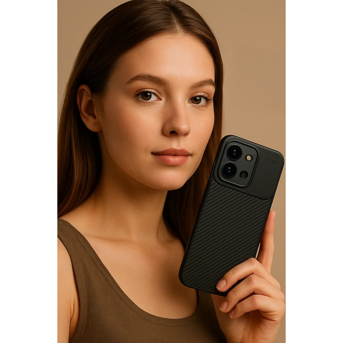 HarmonyAura Xiaomi Redmi 15C 4G Auto Focus Karbon Kapak - Siyah