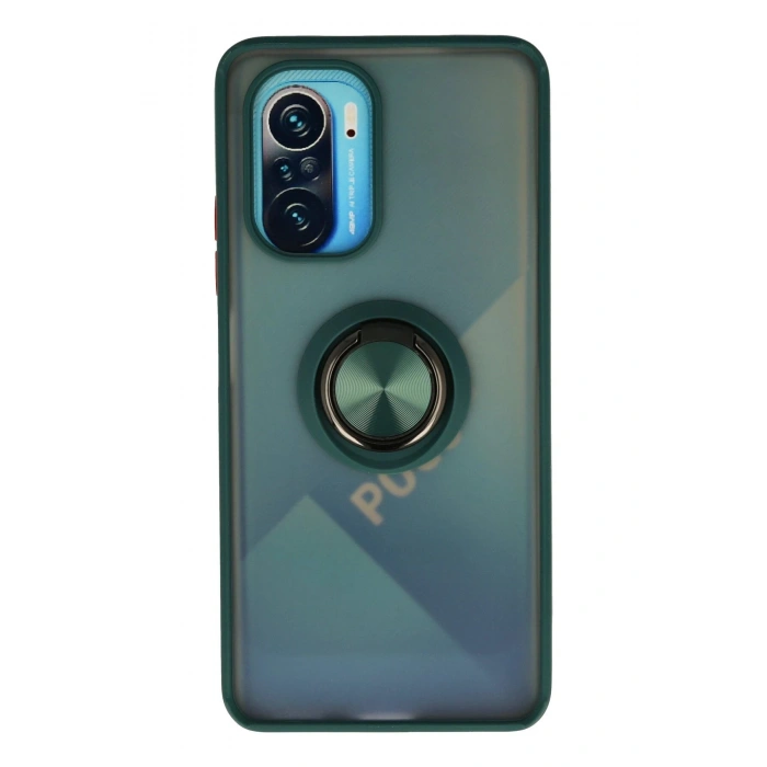 HarmonyAura  Xiaomi Redmi K40 Kılıf Montreal Yüzüklü Silikon Kapak - Yeşil