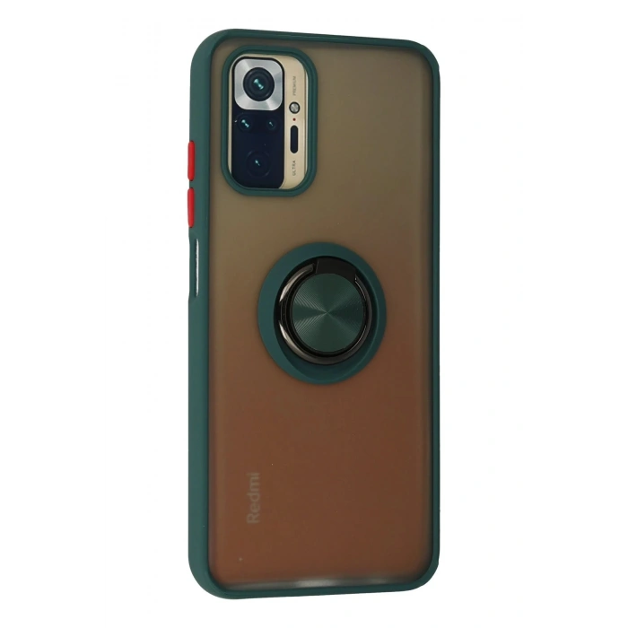 HarmonyAura  Xiaomi Redmi Note 10 Kılıf Montreal Yüzüklü Silikon Kapak - Yeşil