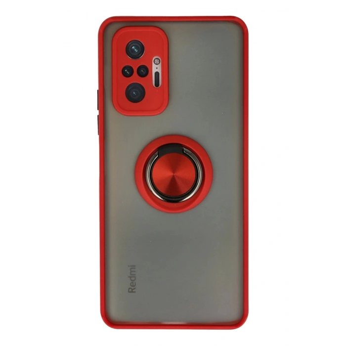 HarmonyAura  Xiaomi Redmi Note 10 Pro Kılıf Montreal Yüzüklü Silikon Kapak - Kırmızı