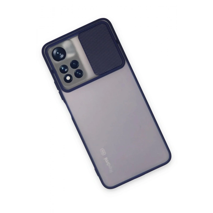 HarmonyAura  Xiaomi Redmi Note 11t Kılıf Palm Buzlu Kamera Sürgülü Silikon - Lacivert
