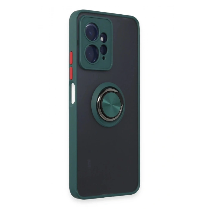 HarmonyAura  Xiaomi Redmi Note 12 4g Kılıf Montreal Yüzüklü Silikon Kapak - Yeşil