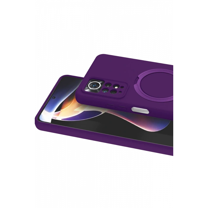 HarmonyAura Xiaomi Redmi Note 12 Pro 4G Regal Magsafe Standlı Kapak - Derin Mor