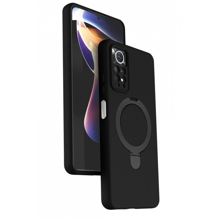 HarmonyAura Xiaomi Redmi Note 12 Pro 4G Regal Magsafe Standlı Kapak - Siyah