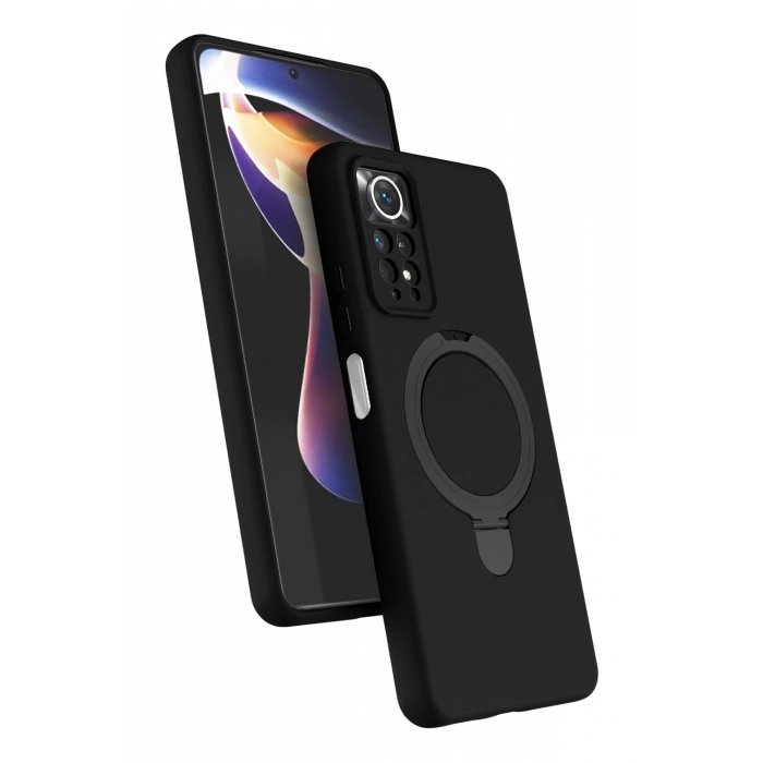 HarmonyAura Xiaomi Redmi Note 12 Pro 4G Regal Magsafe Standlı Kapak - Siyah