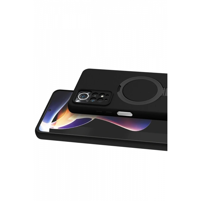 HarmonyAura Xiaomi Redmi Note 12 Pro 4G Regal Magsafe Standlı Kapak - Siyah