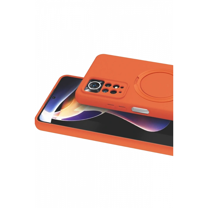 HarmonyAura Xiaomi Redmi Note 12 Pro 4G Regal Magsafe Standlı Kapak - Turuncu