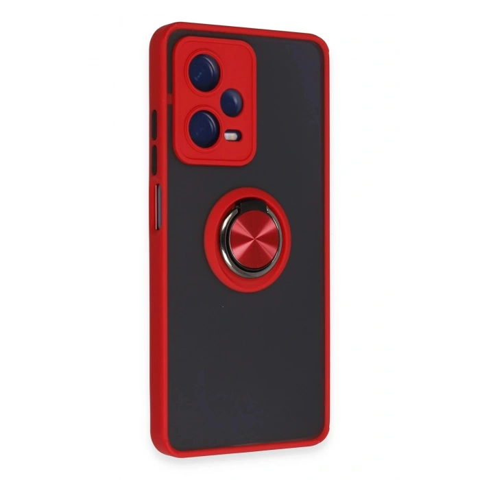 HarmonyAura  Xiaomi Redmi Note 12 Pro 5g Kılıf Montreal Yüzüklü Silikon Kapak - Kırmızı