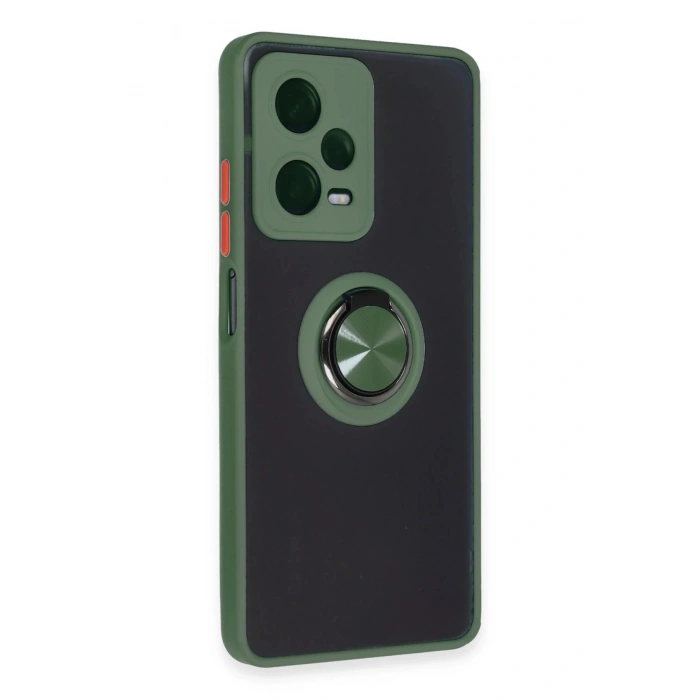 HarmonyAura  Xiaomi Redmi Note 12 Pro 5g Kılıf Montreal Yüzüklü Silikon Kapak - Yeşil