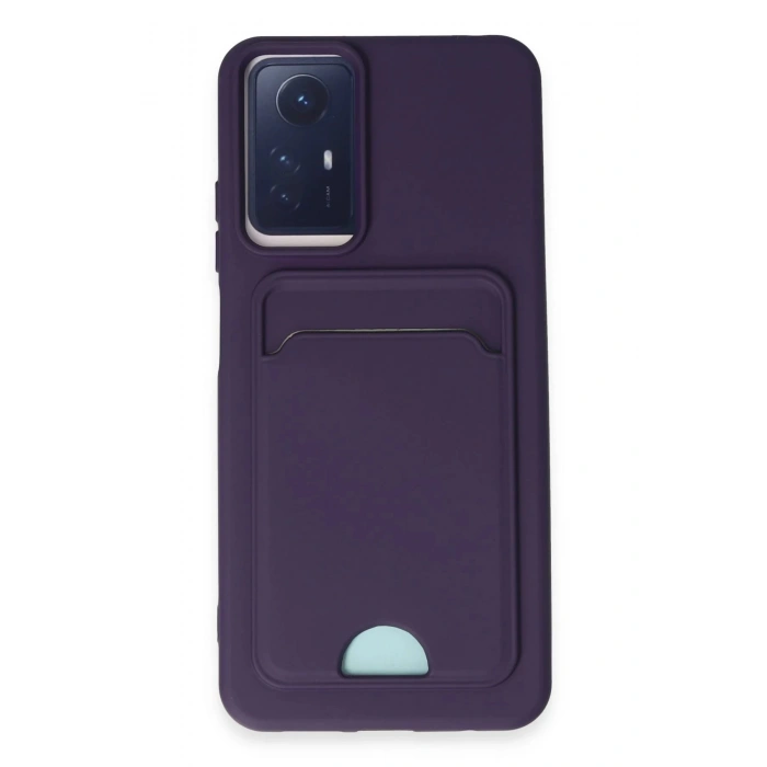 HarmonyAura  Xiaomi Redmi Note 12s Kılıf Kelvin Kartvizitli Silikon - Derin Mor