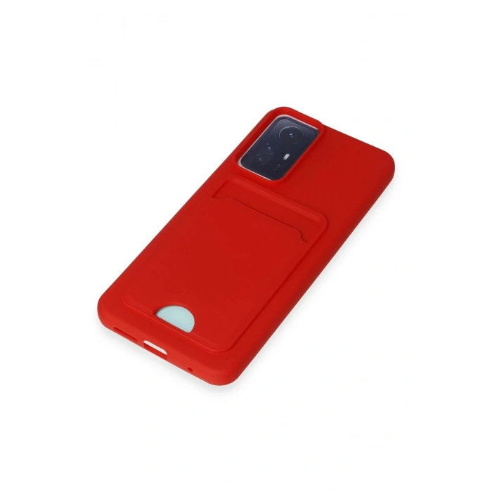 HarmonyAura  Xiaomi Redmi Note 12s Kılıf Kelvin Kartvizitli Silikon - Kırmızı