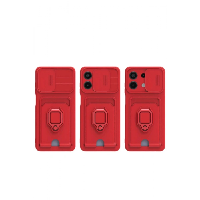 HarmonyAura  Xiaomi Redmi Note 13 4g Kılıf Zuma Kartvizitli Yüzüklü Silikon - Siyah