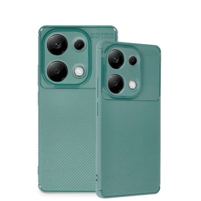 HarmonyAura  Xiaomi Redmi Note 13 Pro 4g Kılıf Auto Focus Karbon Kapak - Koyu Yeşil