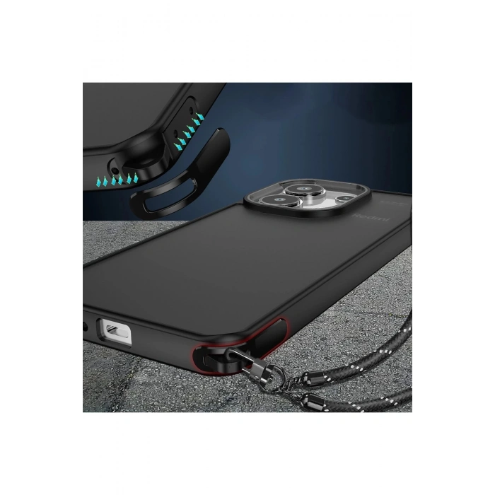 HarmonyAura  Xiaomi Redmi Note 13 Pro 4g Kılıf Elegant Kapak - Titan Gri