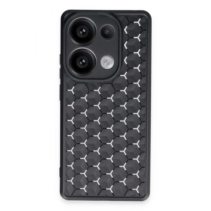 HarmonyAura  Xiaomi Redmi Note 13 Pro 4g Kılıf Petek Silikon Kapak - Siyah